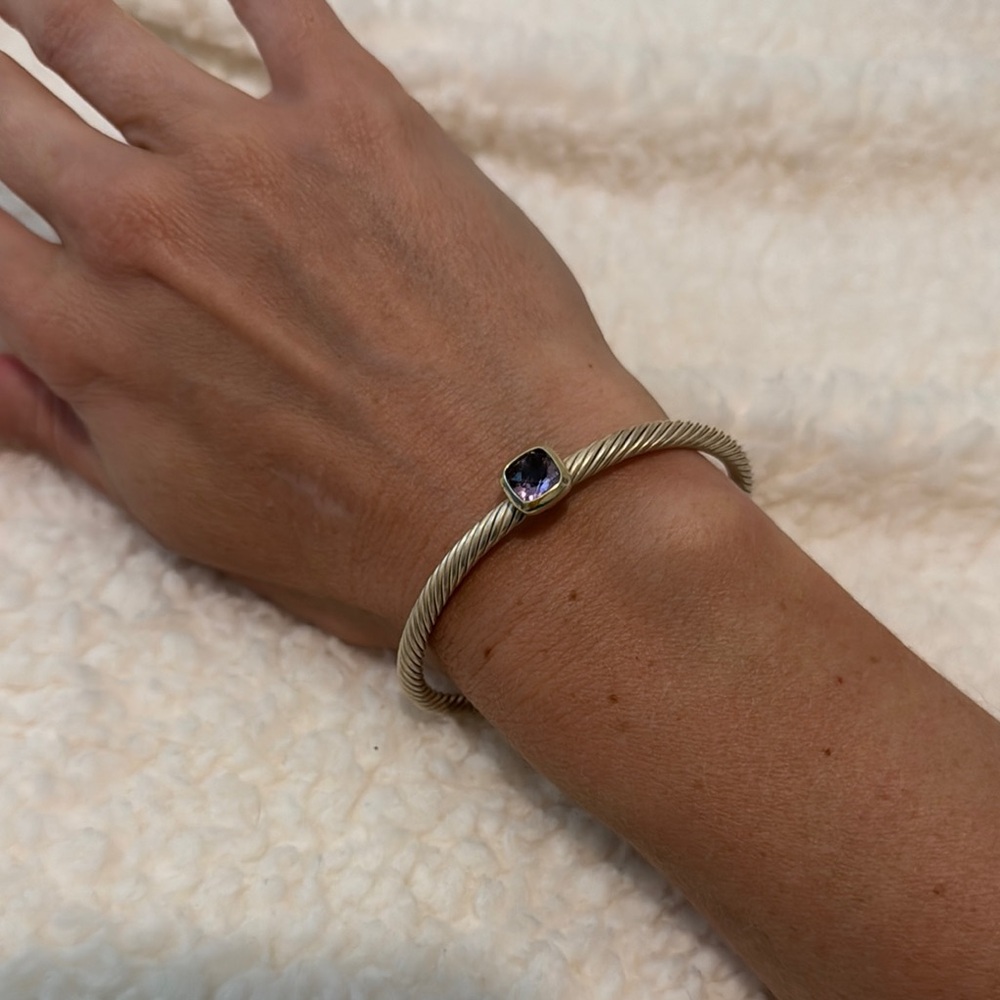 DAVID YURMAN Sterling Silver Amethyst 4mm Noblesse Cable Bracelet - Picture 2 of 15